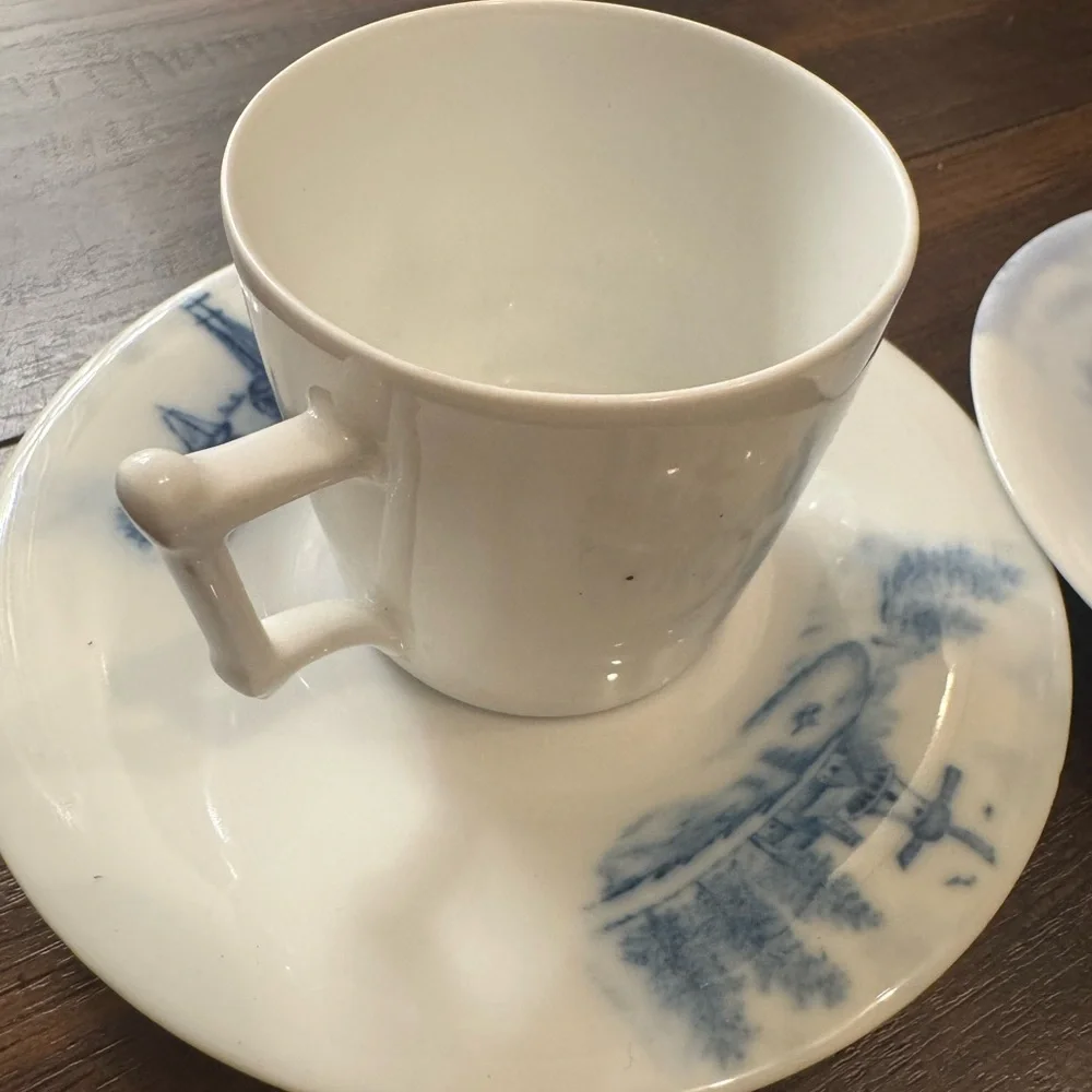 Vintage England Porcelain Demitasse Cup & Saucer Set Blue  Holland C & Co - Picture 4 of 4